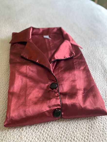 Bordo Vintage Saten Pijama Takımı