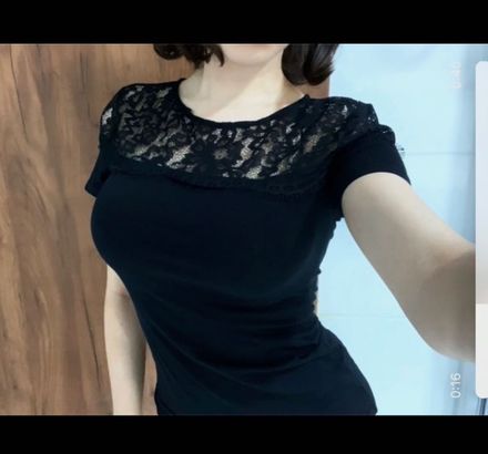 h&m yaka dantelli y2k goth bluz