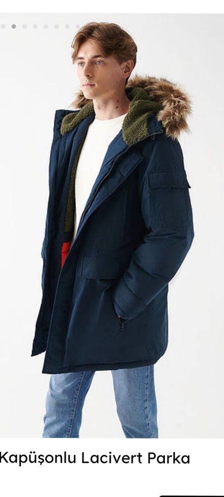 mavi jeans erkek kapşonlu parka