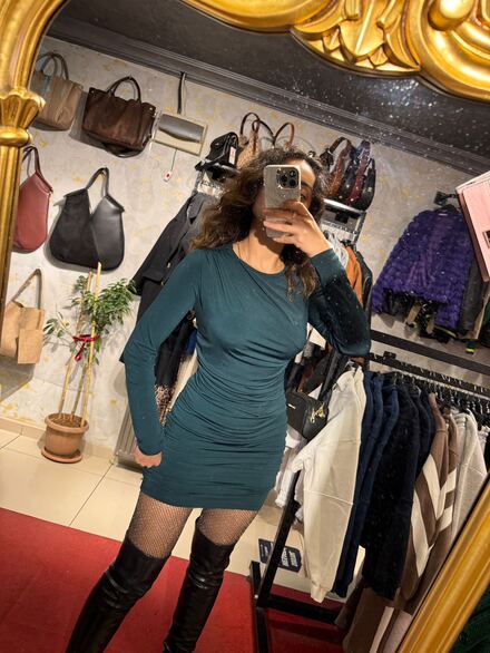 Zara koyu yeşil elbise