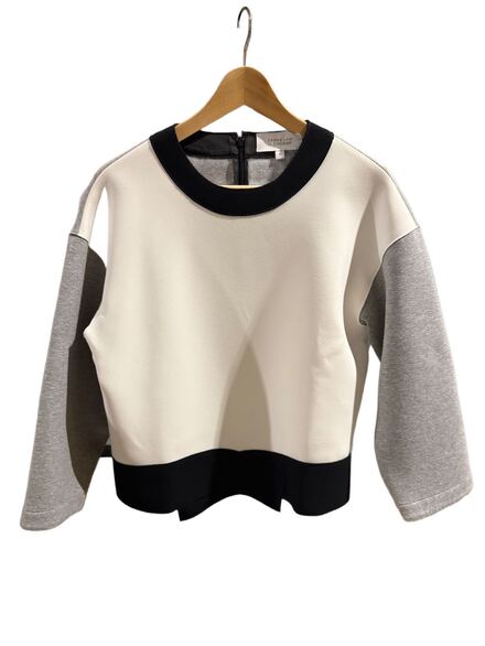 Derek Lam Krem-Gri Bloklu Bluz