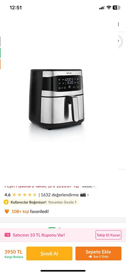 Onvo XL 8 LT Air Fryer