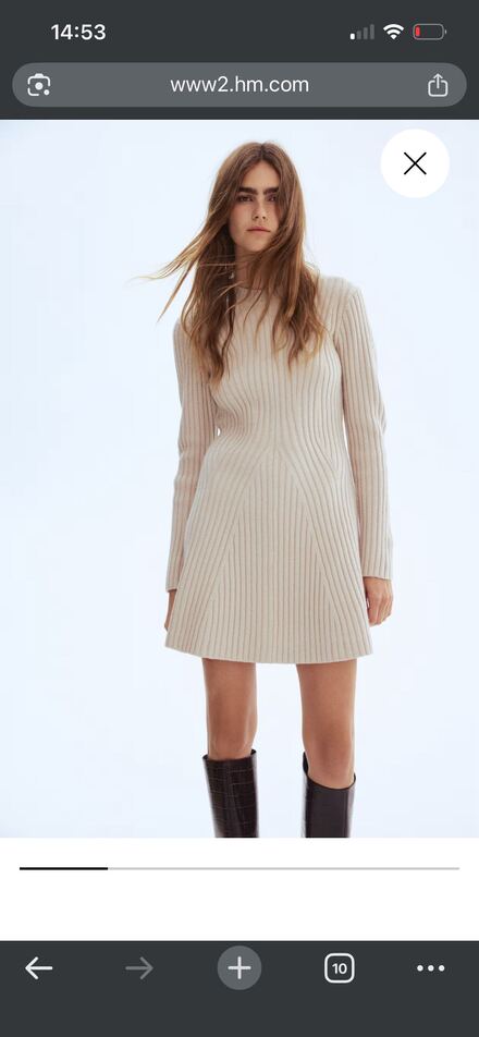 H&M Bej Triko Elbise
