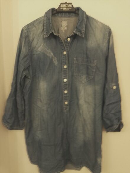 Kot Gömlek Tunik L Beden Açık Mavi Denim