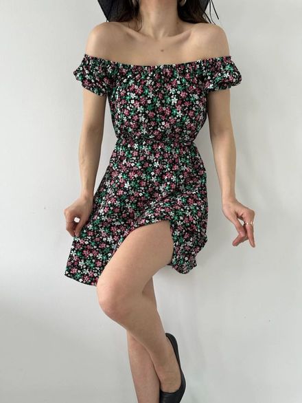 Madonna Yaka Mini Elbise Yazlık