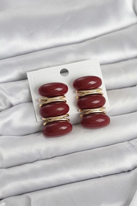 Bordo vintage Çelik Küpe