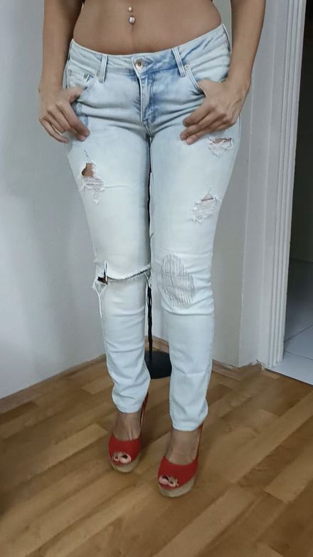 H&M SkinnyLowWaist Likralı AçıkMavi Jean
