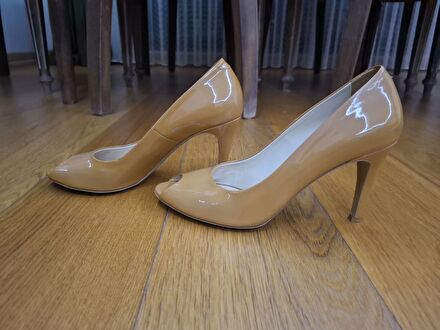 Kadın nuud Rugan Peep-toe Stiletto Ayak