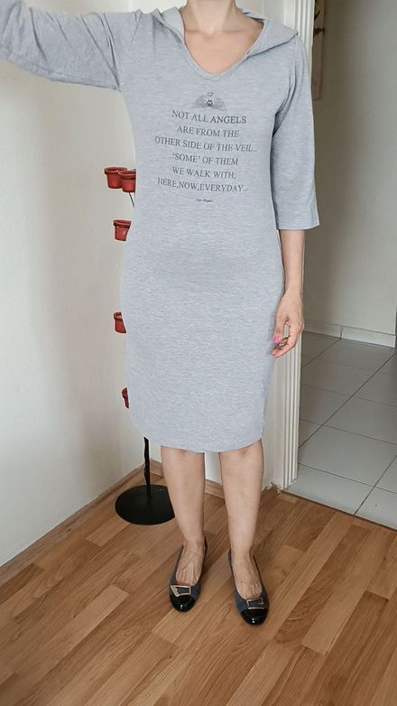 Gri Kapüşonlu Sweat Elbise – Hip Angels