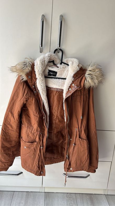 Kapüşonlu lü Kahverengi Parka Mont