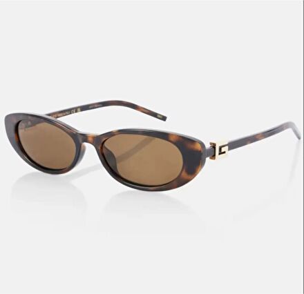 Gucci Leopar Desenli Oval Güneş Gözlüğü