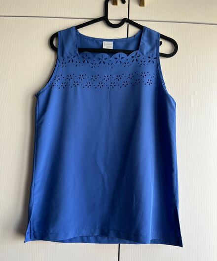 Y2k Vintage Mavi Kolsuz Bluz
