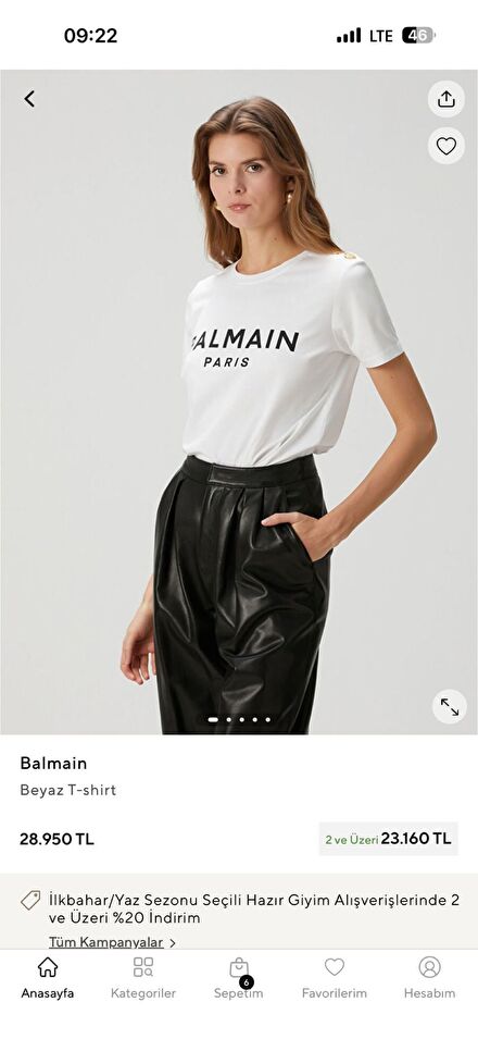 Balmain beymen tshirt sıfır