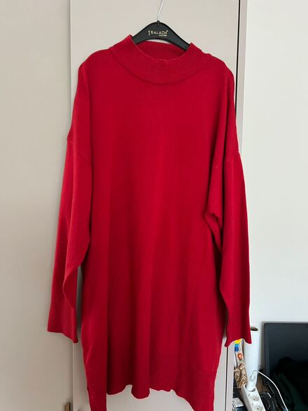 Kırmızı Oversize Triko Kazak