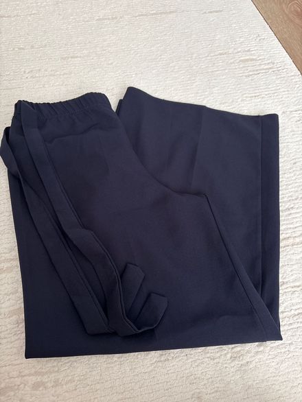 Kumaş bol paça lacivert pantolon