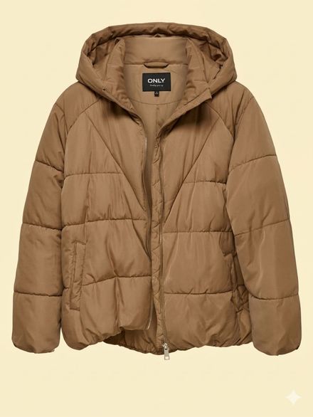 Only Krem Kapüşonlu Şişme Mont