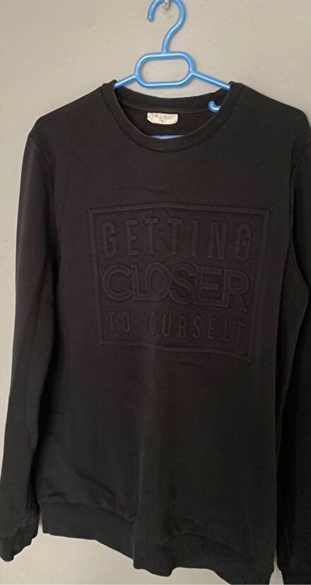 Siyah Erkek Baskılı Sweatshirt