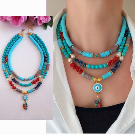 Firuze Mercan Lapis Nazar Kolye