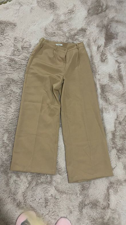 Kadın Bej Bol Paça kumaş Pantolon