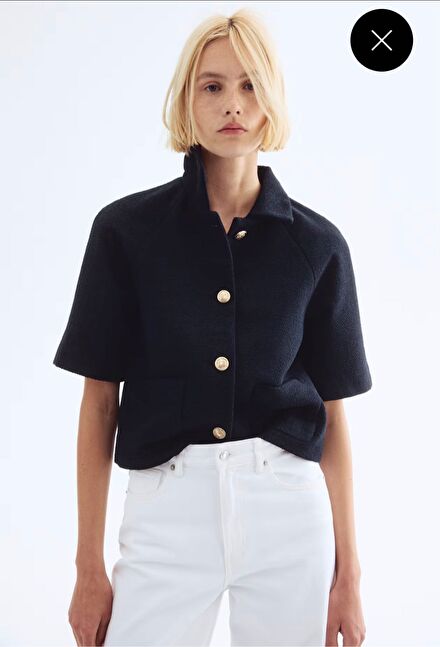 H&M Lacivert Kısa Kollu Ceket