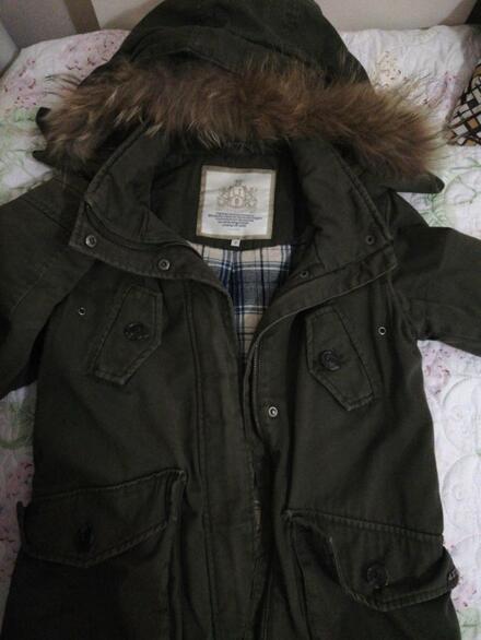 S beden haki kapüşonlu parka. #ltb