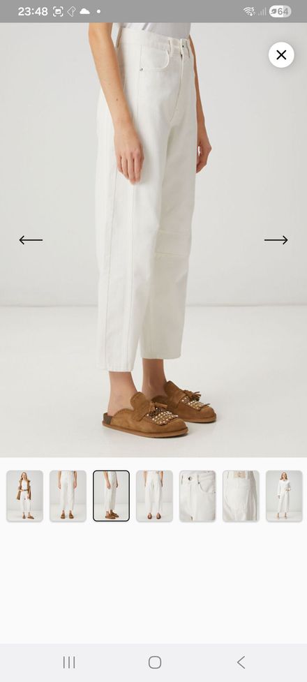 Beyaz Slouchy kesimJean Pantolon