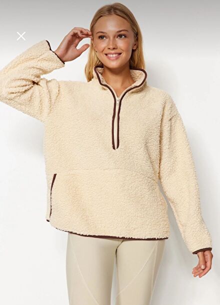 TRENDYOL MİLLA Polar Sweatshirt Bej