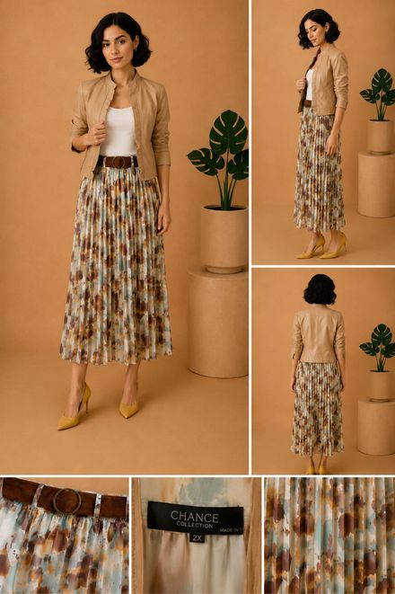 ChangeCollection Desenli Pilili Etek S/M