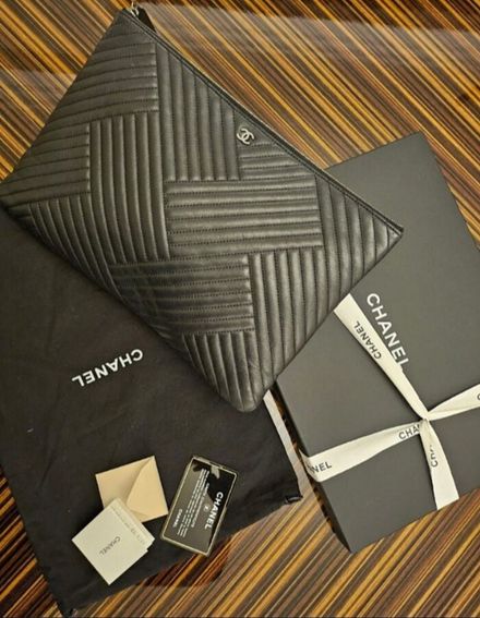 chanel orijinal, deri clutch çanta