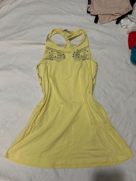 Vintage y2k sarı mini elbise tunik