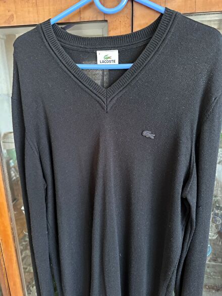 Lacoste Siyah V Yaka Kazak