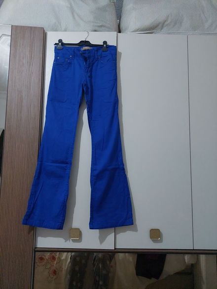 Canlı Mavi Bol Paça Pantolon