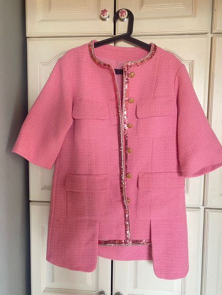 Pembe Tüvit elbise Ceket Pullu Detaylı