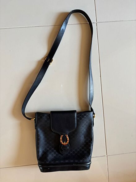 Orijinal Vintage Gucci At Nalı Çantası
