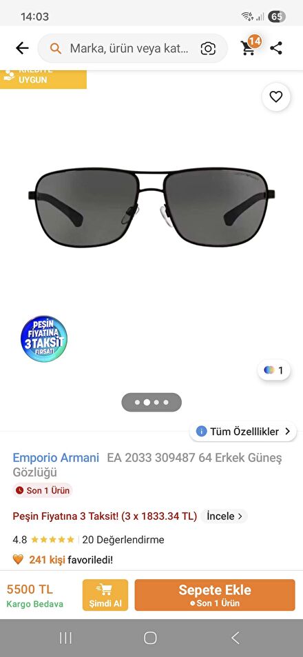 Emporio Armani EA 2033 Erkek Güneş