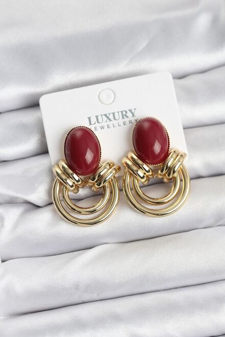 Bordo vintage çelik küpe