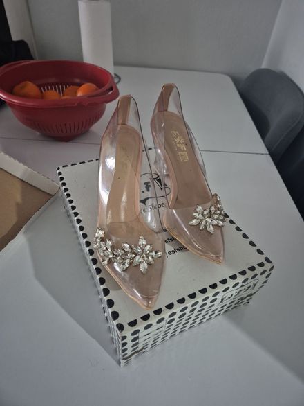Taşlı Şeffaf Stiletto Ayakkabı