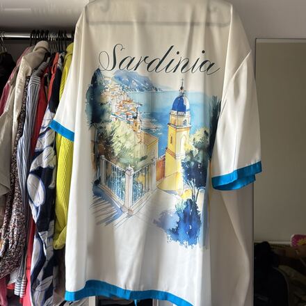 Sardinia Temalı Beyaz Kimono/Kaftan