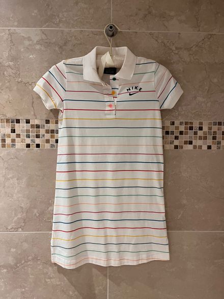 NIKE Beyaz Çizgili Polo Yaka Elbise