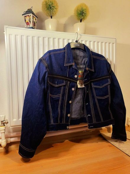 kontrast dikişli bol kollu oversize jean