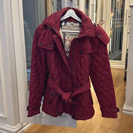 Burberry bayan bordo kırmızı mont