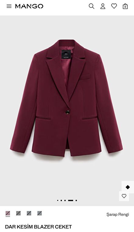 Mango Bordo Blazer Ceket