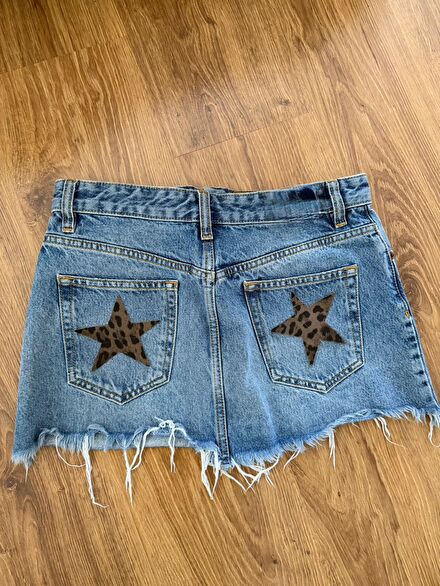 Yıldız leopar jean modelleri denim etek