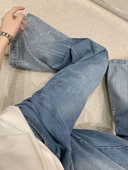 Chanel taş Detaylı Kot Pantolon