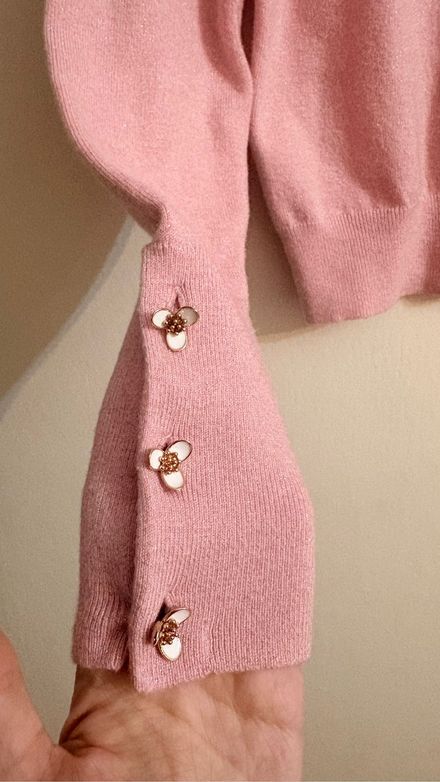 Pembe ince simli triko kazak