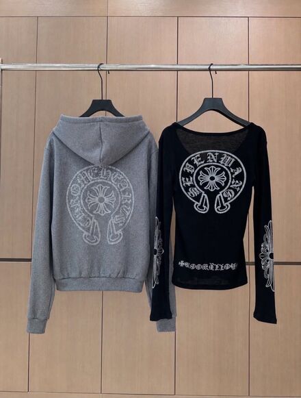 chrome hearts taşlı fermuarlı hoodie