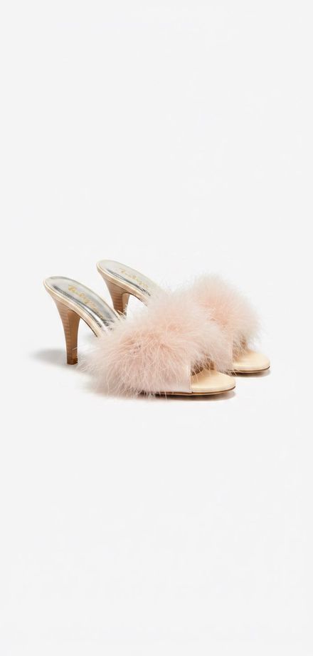 Coquette Tüylü Stiletto Topuklu Terlik