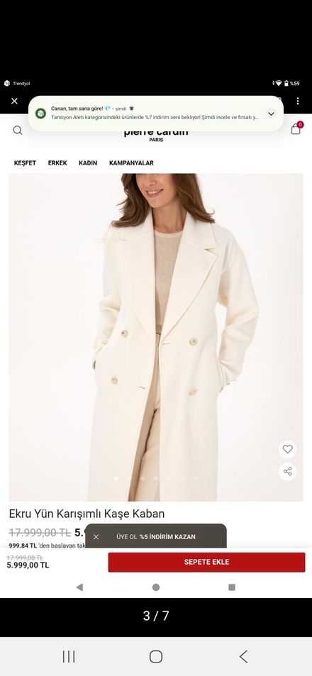 Pierre Cardin Kaşe Kaban #DOLAPDETOKS