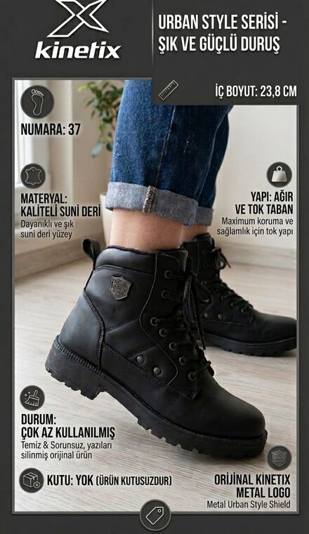 ✨️Kinetix Urban Style Siyah Bot✨️