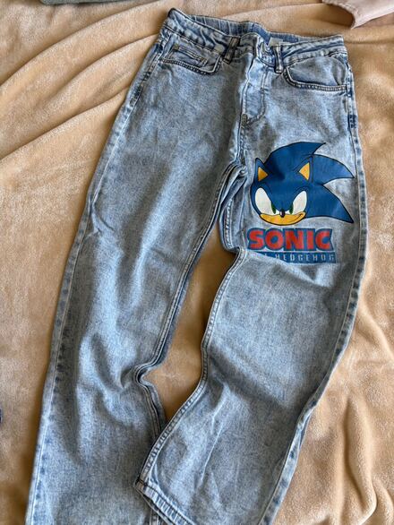 Sonic Baskılı Mavi Jean Pantolon